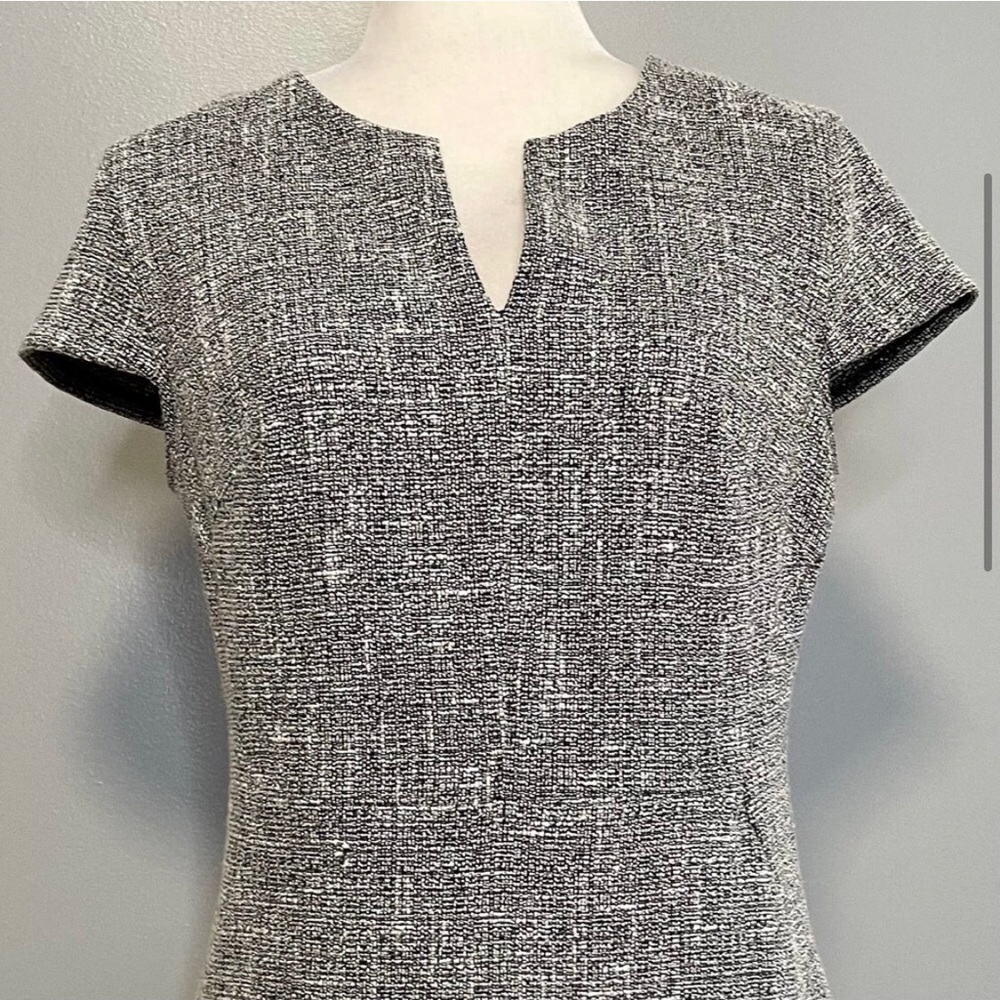 Banana Republic Blue White Tweed Sheath Dress 6 Work Cocktail - Picture 7 of 9